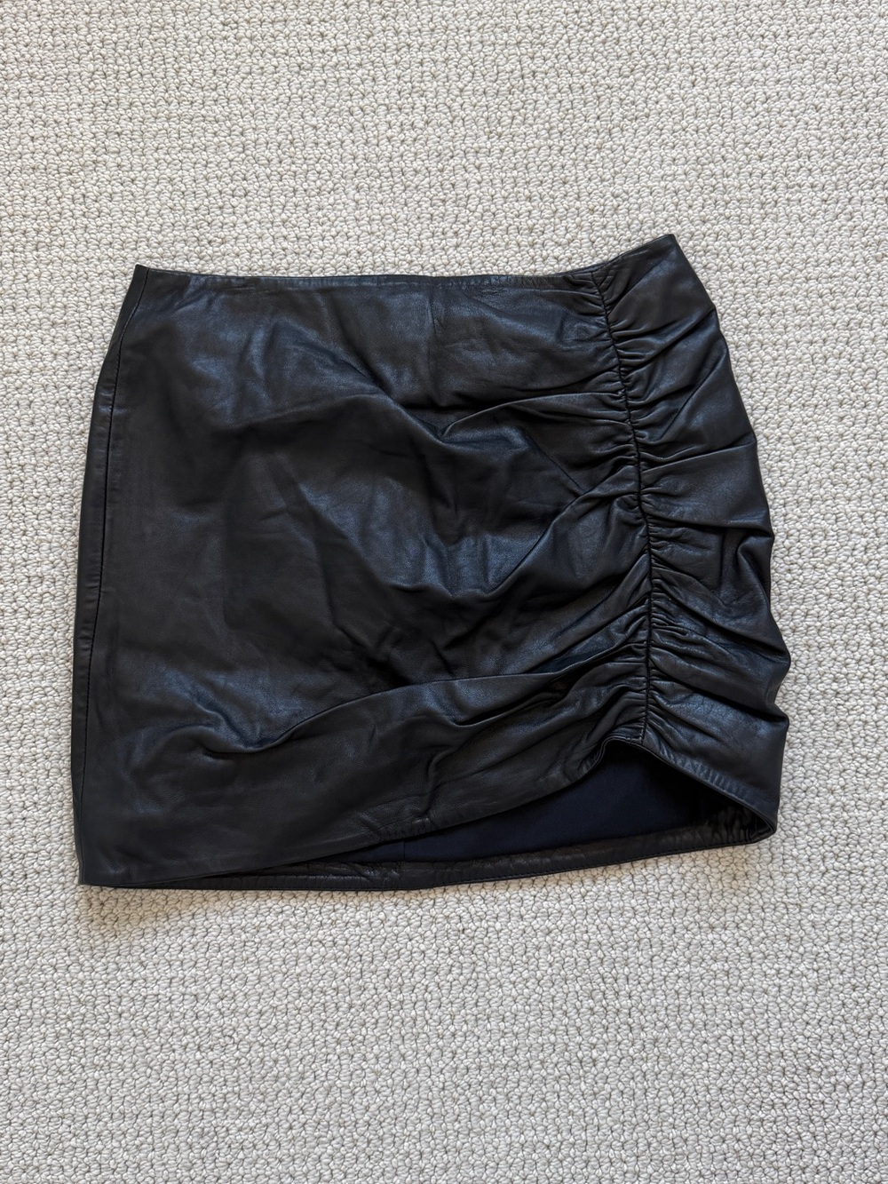 Lamarque Black Faux Leather Ruched Side Mini Skirt